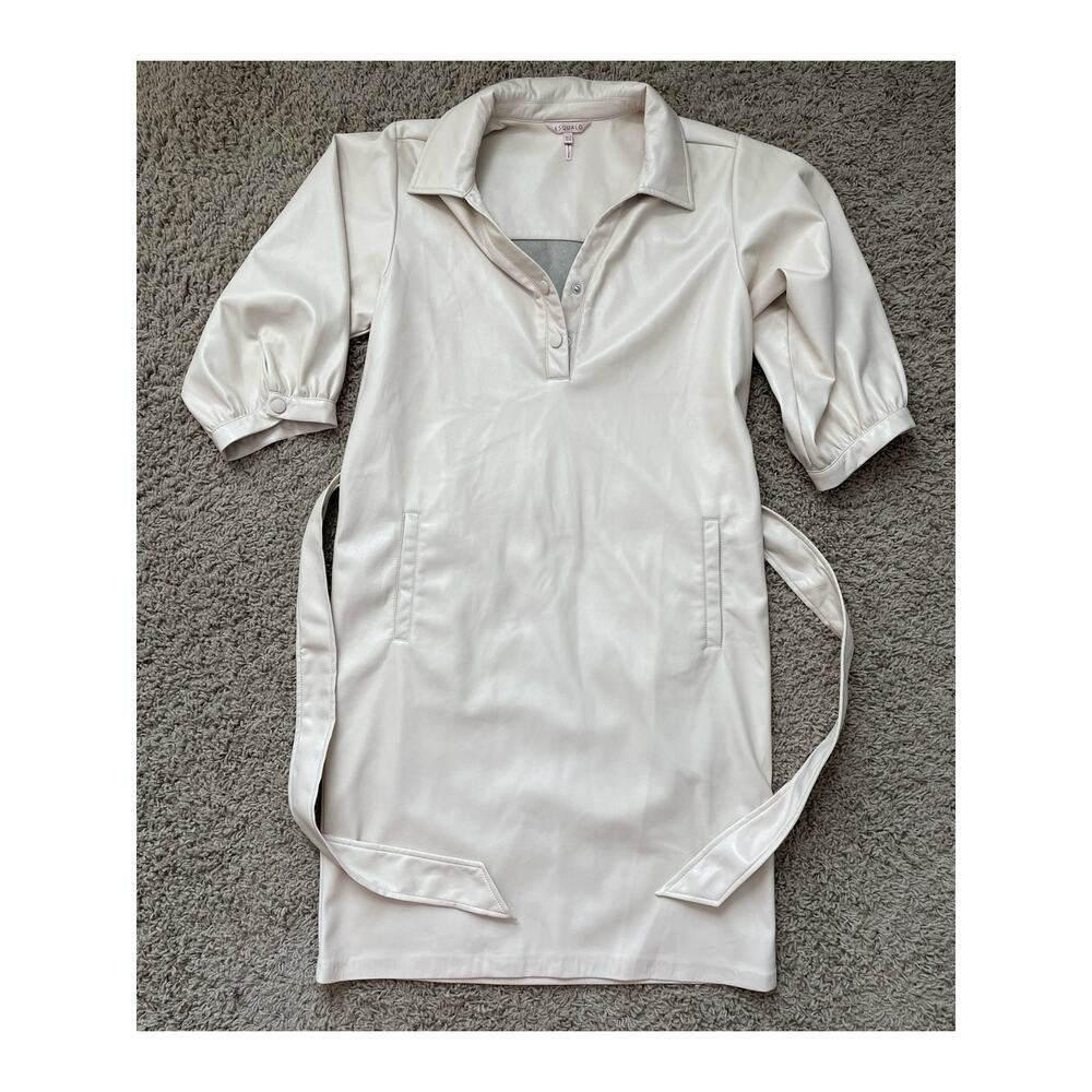 EsQualo super soft vegan leather shirt dress cream size 4